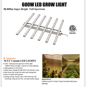 (Pack of 1 Piece ) M0516 : M.T.C Canada LED Grow light 600W 88.800lm Full Spectrum white light + 660nm Red