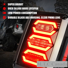 M0333: M.T.C Canada LED Tail Lights for Jeep Wrangler JK JKU 2007-2018, w/Turn Signal & Back Up Brake Light,Clear Lens Red Lamps Assembly