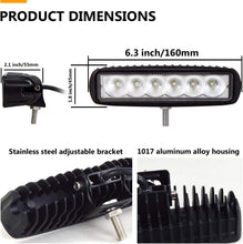 (Pack of 2 Pcs )M0158: Mini 6 inch Slim LED Light Bar 18W Flood ,6000K, 12V IP67