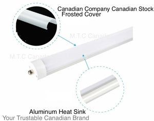 LED T8 8 Feet Tube Light FA8 Single Pin 36W 4000lm 3000K(Warm White) Frosted Cover No Need Ballast Direct line Voltage 85V-265V Extra Bright Pack Of 20 Pcs