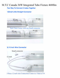 (Pack of 4 )M0254:LED T8 4 Feet Integrated Tube Light Fixture Linkable36W 4680lm(130lm/W) 4000K CETL Certified Double Row Can Be Link Together Up to 4 Piece