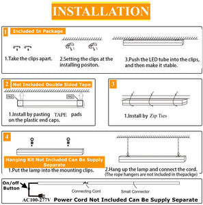 ( Pack of 10 ) M0151 / 6K Linkable series :M.T.C Canada  4 Feet LED Linear Linkable Light Fixture  40W 6000K 4400Lm With 4 Inch Junction BOX Cover Plate 100V-277V CETL