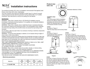 ( Pack of 12 Piece ) M0555: 5CCT LED 4 inch Retrofit kit With E26 Holder 120V 10W Dimmable 750lm Colour change  With Button CUL Certified