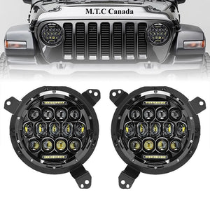 1 Pair : M0402 :M.T.C Canada Wrangler JL ( 7 inch Round LED Headlights Kit With 9 Inch Jeep JL Bracket Set Projector DOT for Wrangler JL (9 inch Kit With 7 Inch Round 75W 6K With DRL 6000K)