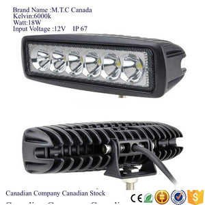 (Pack of 2 Pcs )M0158: Mini 6 inch Slim LED Light Bar 18W Flood ,6000K, 12V IP67