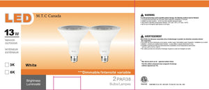 Led Par 38 Bulb 13W,1550lm,3000K Warm White,Dimmable,CETL,Pack of 24 Pieces