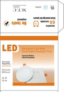 10 Piece Pack LED 3 inch slim panel light Round,Dimmable,7W 3000K(Warm White) CETL Cert.