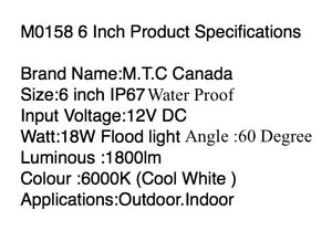 (Pack of 2 Pcs )M0158: Mini 6 inch Slim LED Light Bar 18W Flood ,6000K, 12V IP67