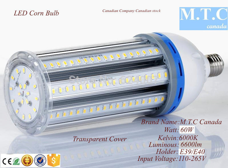 LED Corn Light Bulb 60W, 6600lm,6000K Cool White with E39/E40 Holder,