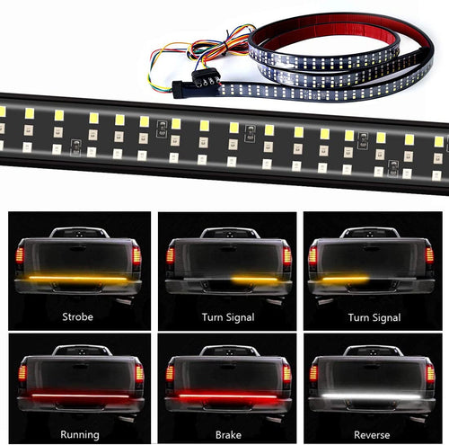 M0481 :432LEDS Triple Row Tailgate Light Bar, 60 Inch for Trucks Pickup Trailer SUV RV VAN, with 4-Way Flat Connector Wire