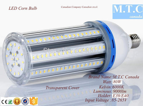 LED Corn Light Bulb 80W, 9000lm,6000K Cool White with E39/E40 Holder,