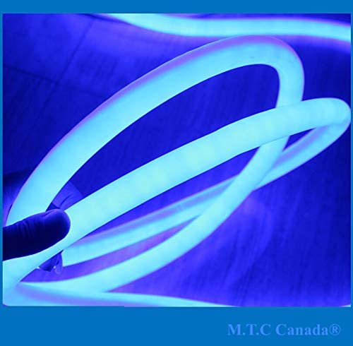 M0432 / Blue 25M : LED Rope Light 360 Degree Neon 25M Roll 2835 SMD 120V 120 LED/M Outdoor /Indoor Use IP66 With 110V Flat US Wall Plug+ 20 Pcs Holding Clip