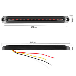 (4 Pack Of ) M0596 :M.T.C Canada Yellow+Red LED Car Truck DRL Light Bar Brake Rear Turn Signal Stop Tail Strip( Pack of 2 Pcs)