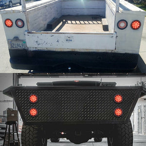 M0604-Round Red 16 LED Truck Trailer RV Brake Stop Turn Signal Rear Tail Lights (Pack of 4 Piece)