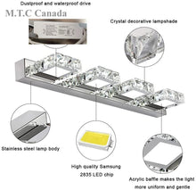 M0563 : M.T.C Canada Square Crystal LED Vanity 24 Inch LED Bath Vanity Wall Mounted Bathroom Fixture Input Voltage 120VAC 20W Triac Dimmable 3CCT(3000K/4500K/6000K ) Change Colour With Button CETL