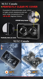 (1 Pair )M0527 : LED Low Beam Headlights for High Way Truck DOT Approved 60W 6000K 4x6 Led Headlights Rectangular Pack of 2