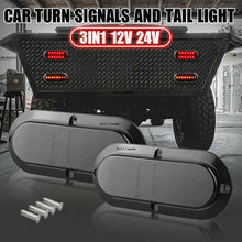 M0597: M.T.C Canada Oval Stop Trailer Truck LED Brake Turn Signal Tail Lights Red Amber Flowing (Pack of 2 Pcs)