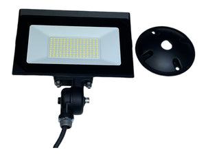 (Pack of 2 Piece) M0661: M.T.C Canada LED 80W=800W Hhalogen 6000K Flood Light 10,000lm Ip65 Input 120AC with Knuckle and J Box Fitting Plate CUL