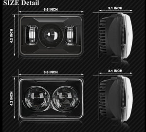 (1 Pair )M0527 : LED Low Beam Headlights for High Way Truck DOT Approved 60W 6000K 4x6 Led Headlights Rectangular Pack of 2