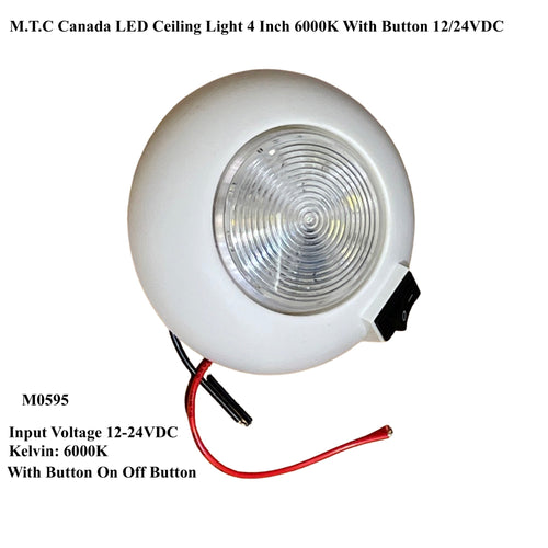 M0595: LED Ceiling Light Fixture 4 Inch 12/24VDC Truck and Trailer Interior LED Light 6000K with Side Switch Hard Wire Connection Ceiling Mount (Pack of 4 Pcs)