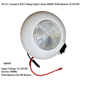 M0595: LED Ceiling Light Fixture 4 Inch 12/24VDC Truck and Trailer Interior LED Light 6000K with Side Switch Hard Wire Connection Ceiling Mount (Pack of 4 Pcs)