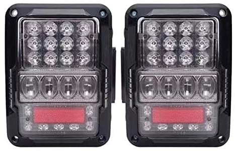 M0506: M.T.C Canada® LED Tail Lights Replacement for 2007-2018 Jeep Wrangler JK JKU, High Intensity   Led Taillights w/ 4D Clear Lens Parking Light, Brake Turn Signal Lamp and Reverse