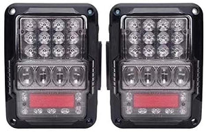 M0506: M.T.C Canada® LED Tail Lights Replacement for 2007-2018 Jeep Wrangler JK JKU, High Intensity   Led Taillights w/ 4D Clear Lens Parking Light, Brake Turn Signal Lamp and Reverse