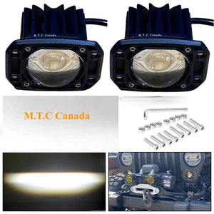 M0578 : M.T.C Canada LED 2 inch Flush Mount Square White Amber LED Driving Work Light Bar Pods Spot Off Road Fog(1 Pair)