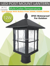 M0459 : M.T.C Canada LED Post Light 12W 1500lm IP65 Waterproof Outdoor CCT Changeable With Button 3000K/4500K/6000K Input Voltage 120VAC CETL Certified For Sale