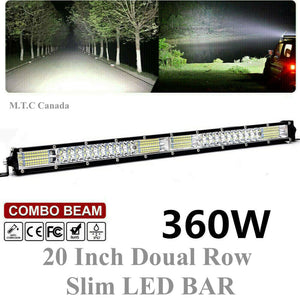 (Pack of 2)M0668:LED Double row Bar 20 Inch Off Road 360W Combo Beam LED 3W , 3030 LED , Operating Voltage 10-30VDC  Work SUV Truck ATV Boat