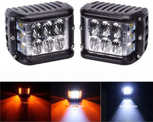 M0462 M.T.C Canada® :Side Shooter LED Pods 4 Inch Strobe Lights Dual Color Light Bar White Amber Fog Lights Flash Yellow Off Road Driving Light for Truck Boat. Pack of 2