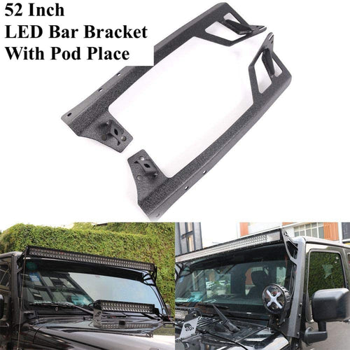 (1Pair )M0567 :M.T.C Canada 52inch Aftermarket Upper Windshield Mount Bracket with A-Pillar Hood Pod Light Install ,Install only Dual Row Light Bar for Wrangler JK 2007-2017