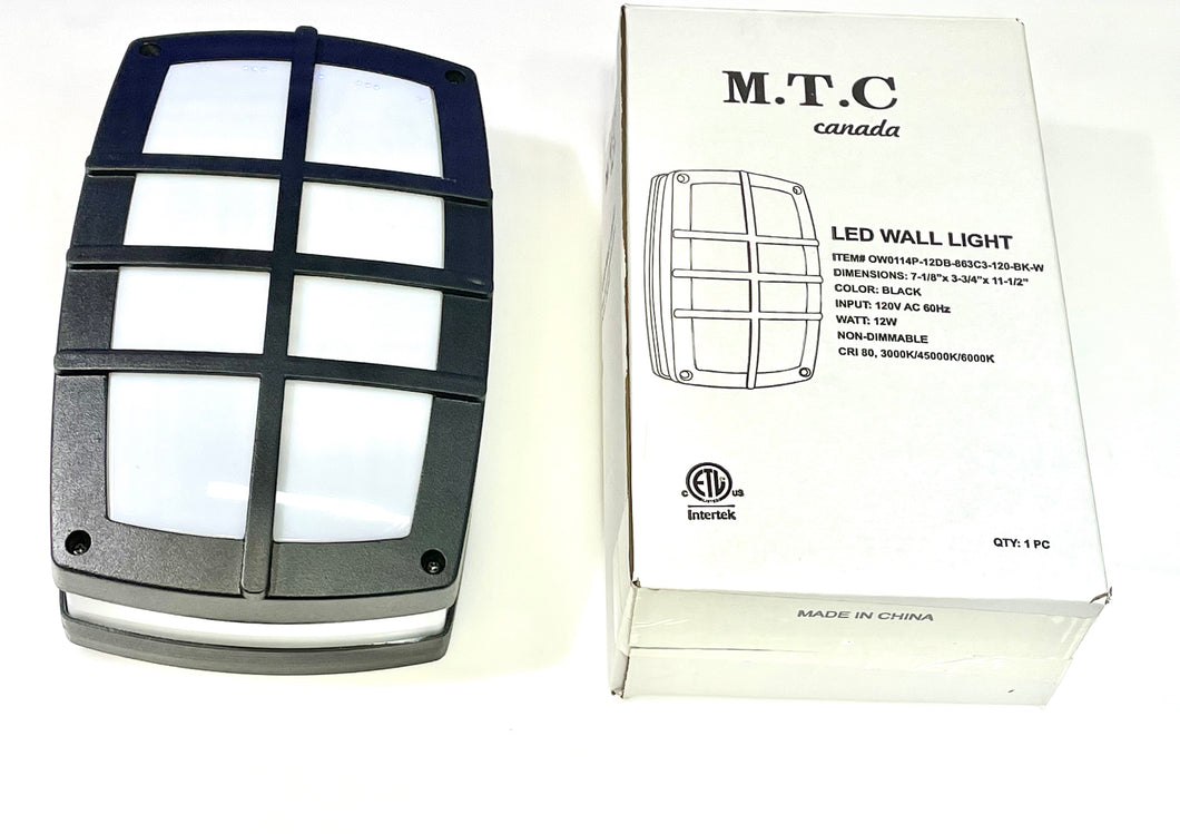 ( Pack of 2 Piece ) M0564:M.T.C Canada LED Bulk Head 12W 3CCT (3000K/4500K/6000K ) Change Colour with Button and Choose Colour According to Your Need CETL Certified Input 120VAC