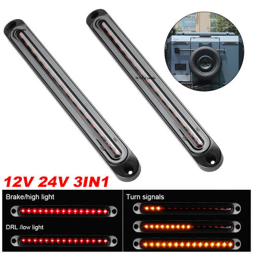 (4 Pack Of ) M0596 :M.T.C Canada Yellow+Red LED Car Truck DRL Light Bar Brake Rear Turn Signal Stop Tail Strip( Pack of 2 Pcs)