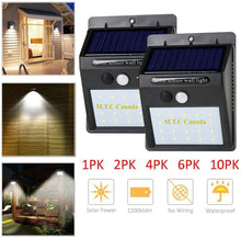 M0538 :  20 LED 320lm Outdoor LED Solar Motion Sensor Lights, Wireless Outdoor Wall Lights, Black Housing Pack of 4 Pcs