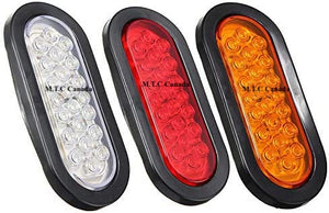 M0598: M.T.C Canada 22LED 6" Oval Truck Trailer Stop Turn Tail Brake Lights, Backup Light w/Grommet Red Waterproof(Pack of 4 Pcs)