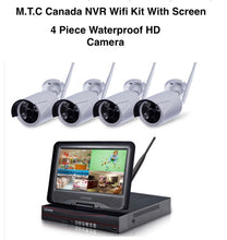 M0479: [8CH, Expandable] All in one with 10.1" Monitor Wireless Security Camera System, M.T.C Canada CCTV Surveillance 8CH 1080P NVR, 4pcs 1080P Indoor Outdoor Night Vision Camera, 2TB Hard Driv