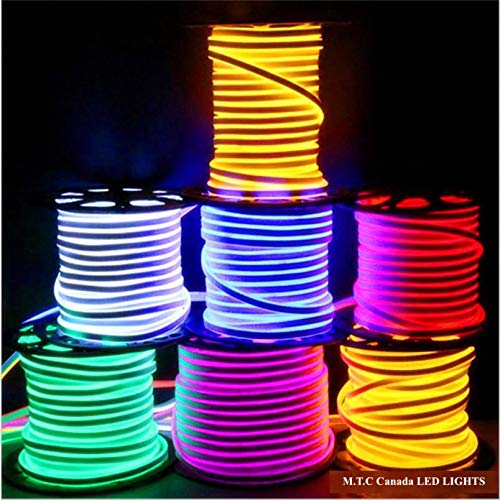 M0468 : LED Neon Rope Light 25M(82.5 Feet) Roll RGB  With Remote IR Controller 110V 120LED/M Outdoor & Indoor Use IP66 With 110V Flat US Wall Plug connector Comes With 20 Pcs Holding Clip .