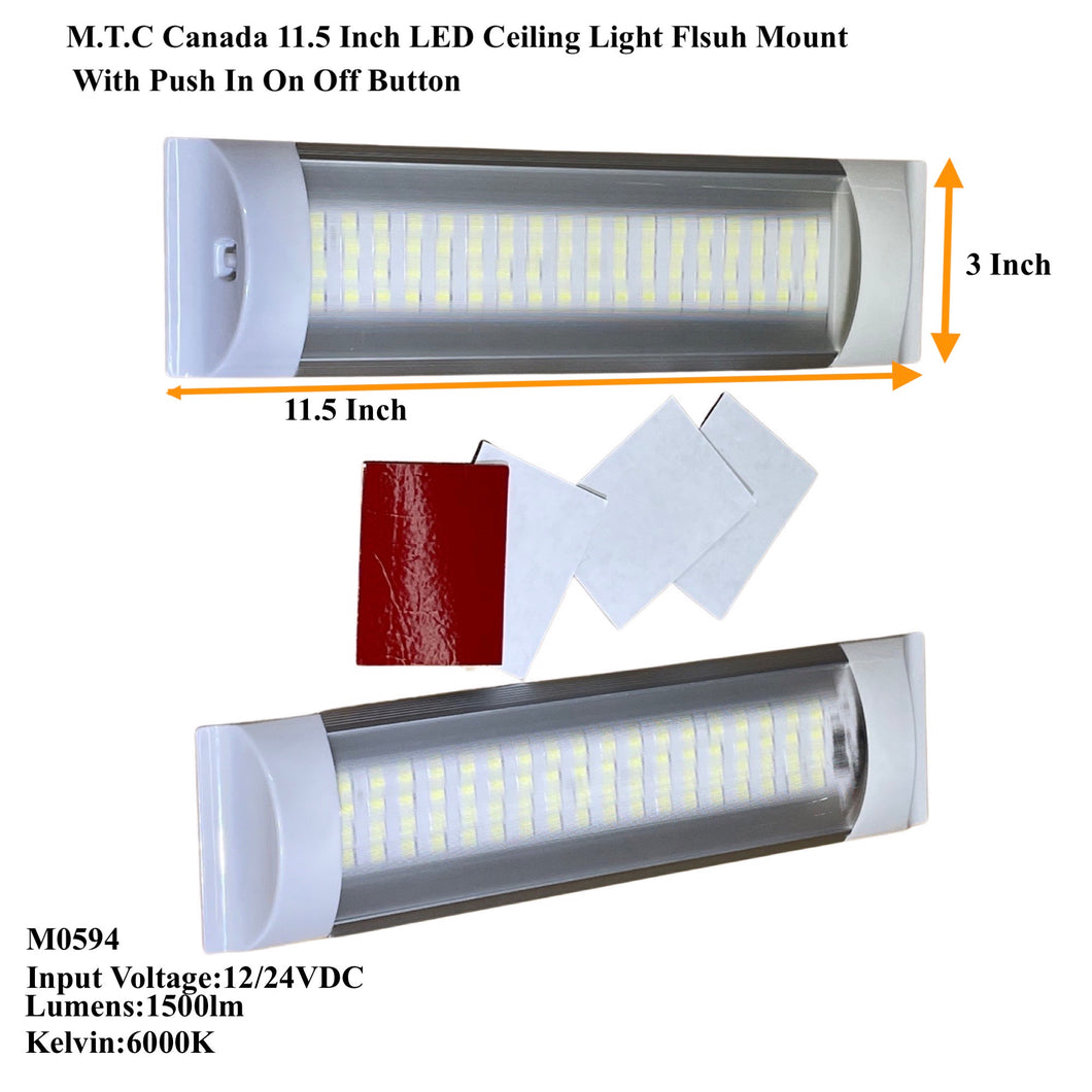 M0594: LED Purification Fixture 11.5 Inch 12/24VDC Truck and Trailer Interior LED Light 6000K with Side Switch Hard Wire Connection Ceiling Mount with Clip Or Double Sided Tape(Pack of 4 Pcs)