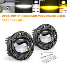 M0577: M.T.C Canada LED 2 inch Flush Mount Round White Amber LED Driving Work Light Bar Pods Spot Off Road Fog (1 Pair)
