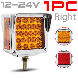 M0601:M.T.C Canada Square LED Pedestal Fender Light Truck RV Trailer Double Face Turn Signal Brake Pack of 2 Piece (1 Pair Left and Right)