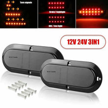 M0597: M.T.C Canada Oval Stop Trailer Truck LED Brake Turn Signal Tail Lights Red Amber Flowing (Pack of 2 Pcs)