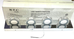 M0562 : M.T.C Canada Round Crystal LED Vanity 24 Inch LED Bath Vanity Wall Mounted Bathroom Fixture Input Voltage 120VAC 20W Triac Dimmable 3CCT(3000K/4500K/6000K ) Change Colour With Button CETL
