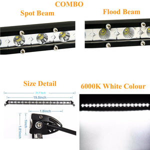 (Pack Of 2 )Piece M0509 : LED Bar Single Row 21.5 inch 54W 6000K Combo , IP67 Water Proof CE, ROHS