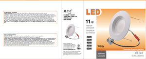 (Pack of 12 Pcs) M0586 : M.T.C Canada  LED 5&6 inch Retrofit kit With E26 Holder 120V 11W Dimmable 1050lm 5CCT Change Colour With Button ( 3K ,35K,4K,45K,6K ) CUL