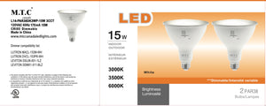 (Pack of 24 PCs) M0587- M.T.C Canada ® LED Par 38 3CCT With E26 Holder Input 120V AC 15W Dimmable 1350lm 3CCT Change Colour With Button LED Par38 40 Degree Beam ( 3000K ,3500K,6000K ) CUL Certified