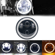 M0482: M.T.C Canada 5.75 Inch for Harley Sportster Iron 883 1200 Dyna Street Bob 5.75 50W LED Headlight 6000K 5 3/4 Inch Halo Ring Turn Signal Lights Motorcycle Headlights DOT Approved