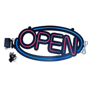 M0617: M.T.C Canada LED Open Sign Neon Comes 12V DC With UL Listed AC/DC Power Supply Size For Neon Sign Is Width 24 Inch And Height 12.8 Inch , RED Blue Super Bright
