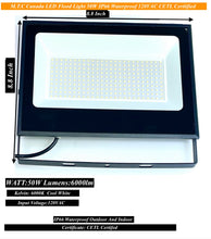 (Pack of 2 Or 4 to choose ) M0640: M.T.C Canada LED Flood Light 50W 6000lm 6000K Cool White Input Voltage AC120V CETL Waterproof Ip65