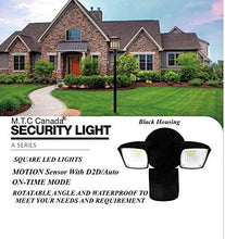 M0438 M.T.C Canada ® New Square LED Security Light (Double) 2 Head with motion sensor and Photocell with Dusk-To-Dawn Feature, 20W 2400lm )Outdoor IP65 6000K  CETL Certified